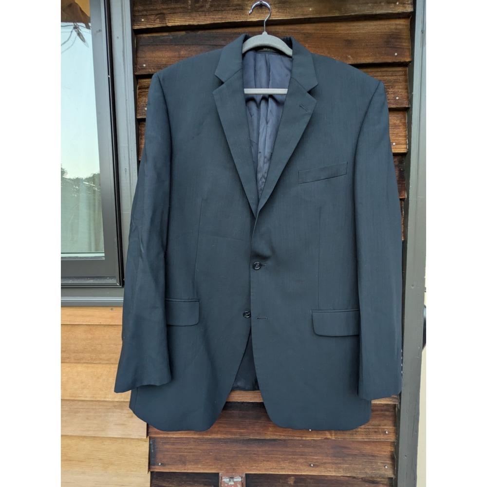 Calvin Klein Men's Navy Blue 100% Wool Suit - 44L/40x32 Wedding Guest Business